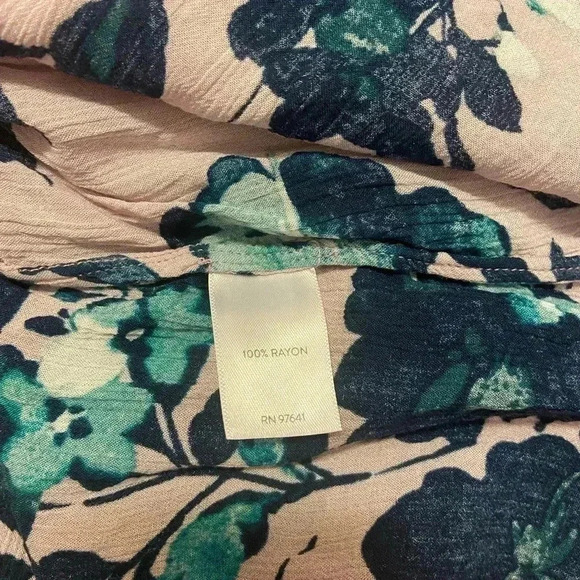 J. Jill Beautiful Blooms Mauve Floral Ruffle Sleeve Blouse Tie Neck Size M Women - Picture 7 of 8